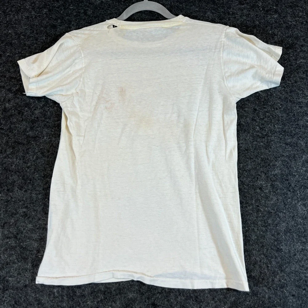 Vintage 70s Rolling Stones Shirt Mens Small White Tongue Rock Band Paper Thin